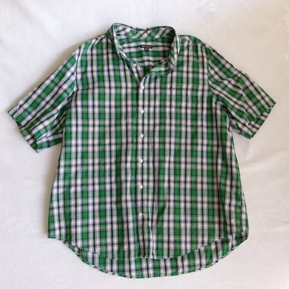 George 3XL 54-56 Men's‎ Green Navy Plaid Short Sleeve Button Front Shirt - Picture 1 of 5